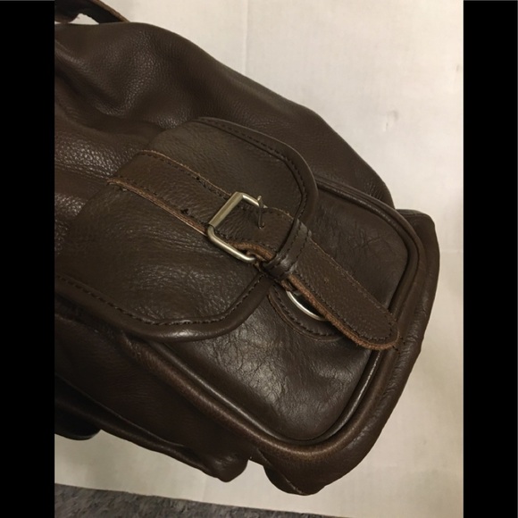 Large Vintage Brown Cowhide Leather Backpack - Picture 16 of 16